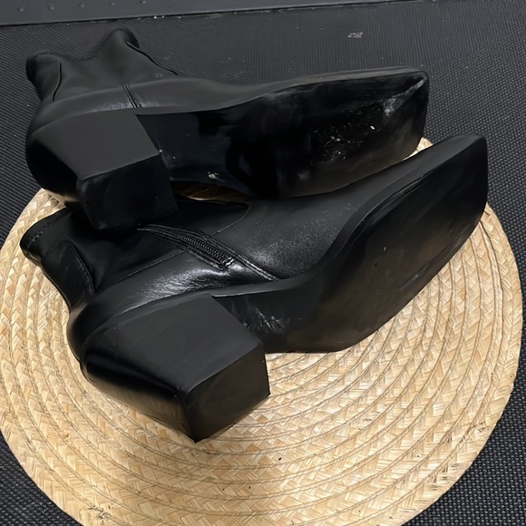 Zara Cowboy Square Toes Leather Ankle Boots Size 40 - Picture 14 of 16